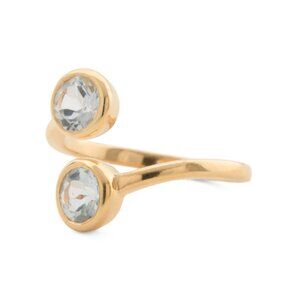 SHAANTI JEWELS  India 18k Gold Plated Sterling Silver Blue Topaz Bypass Ring